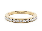 Round Lab-Grown Diamond Channel Set Half Eternity Band | Flush Walls | Yellow Gold