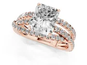 Radiant Cut Twisted Pavé Solitaire Engagement Ring Setting | Three-Strand Band | Rose Gold
