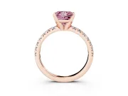 Princess Cut Pavé Solitaire Engagement Ring Setting for a Fancy Pink Lab-Grown Diamond | Rose Gold