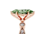 Marquise Vintage Milgrain Engagement Ring Setting for a Fancy Green Lab-Grown Diamond | Rose Gold