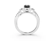 Emerald Cut Three Stone Engagement Ring Setting for a Black Center | Split Shank | Sterling Silver