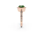 Round Milgrain Halo Engagement Ring Setting for a Fancy Green Lab-Grown Diamond | Side Stones | Rose Gold