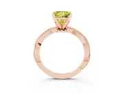 Fancy Yellow Princess Cut Diamond Solitaire Ring Set in Rose gold with Twisted Band and Bead Prong Setting