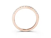 Round Diamond Curved Eternity Band Set in Rose gold with Pavé Shared Prongs