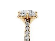 Cushion Cut Floral Petal Engagement Ring Setting | Petal Accents | Yellow Gold