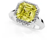 Asscher Cut Halo Engagement Ring Setting for a Fancy Yellow Lab-Grown Diamond | White Gold