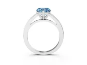 Fancy Blue Heart Cut Diamond Solitaire Ring Set in Silver with Prong Setting and Classic Band