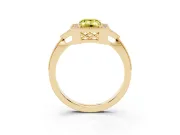 Fancy Yellow Emerald Cut Diamond Halo Engagement Ring Set in Yellow gold with Milgrain Pavé Band