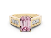 Emerald Cut Channel-Set Engagement Ring Setting for a Fancy Pink Lab-Grown Diamond | Yellow Gold
