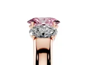 Oval 3 Stone Engagement Ring Setting for a Fancy Pink Lab-Grown Diamond | Rose Gold