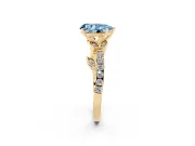 Pear-Shaped Leaf Pavé Engagement Ring Setting for a Fancy Blue Lab-Grown Diamond | Yellow Gold