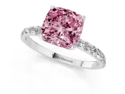 Cushion Cut Pave Solitaire Engagement Ring Setting for a Fancy Pink Lab-Grown Diamond | Slim Band | Sterling Silver