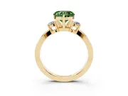 Fancy Green Three-Stone Heart Cut Diamond Twist Band Ring Set in Yellow gold with Pavé Accents and Prong Setting