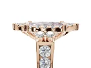 Marquise Halo Engagement Ring Setting for a Fancy Pink Lab-Grown Diamond | Side Clusters | Rose Gold
