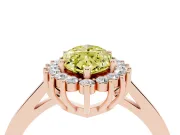Fancy Yellow Marquise Cut Diamond Halo Ring Set in Rose gold with Round Halo and Smooth Solitaire Band