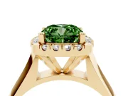 Cushion Cut Halo Engagement Ring Setting for a Fancy Green Lab-Grown Diamond | Square Profile Band | Yellow Gold