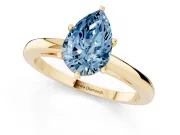 Fancy Blue Pear Cut Diamond Solitaire Engagement Ring Set in Yellow gold with Prong Setting on a Classic Band