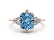 Radiant Cut Cluster Engagement Ring Setting for a Fancy Blue Lab-Grown Diamond | Rose Gold