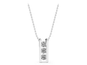 Round Lab-Grown Diamond Three-Stone Channel Set Bar Pendant | Squared Ends | White Gold