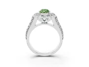 Fancy Green Pear Cut Diamond Halo Engagement Ring Set in Platinum with Split Shank and Prong Setting