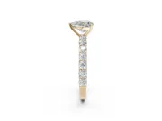 Heart-Shaped Shared Prong Engagement Ring Setting | Two-Row Band | Yellow Gold
