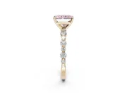 Radiant Cut Pavé Engagement Ring Setting for a Fancy Pink Lab-Grown Diamond | Alternating Accents | Yellow Gold