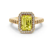Radiant Cut Milgrain Halo Engagement Ring Setting for a Fancy Yellow Lab-Grown Diamond | Beaded Shoulders | Yellow Gold