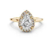 Pear-Shaped Halo Engagement Ring Setting | Plain Polished Band | Yellow Gold