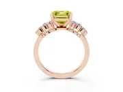 Fancy Yellow Asscher Cut Diamond Cluster Engagement Ring Set in Rose gold with Pavé Band and Prong Setting