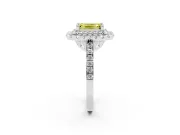 Emerald Cut Double Halo Engagement Ring Setting for a Fancy Yellow Lab-Grown Diamond | Pave Shoulders | Sterling Silver