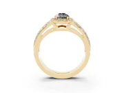 Pear-Shaped Halo Engagement Ring Setting for a Black Center | Two-Row Pavé Split Shank | Yellow Gold