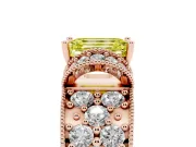 Emerald Cut Vintage Pave Engagement Ring Setting for a Fancy Yellow Lab-Grown Diamond | Milgrain Edges | Rose Gold
