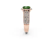 Radiant Cut Pavé Engagement Ring Setting for a Fancy Green Lab-Grown Diamond | Wide Three-Row Band | Rose Gold
