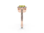 Emerald Cut Floral Halo Engagement Ring Setting for a Fancy Yellow Lab-Grown Diamond | Large Round Accents | Rose Gold