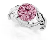 Round Leaf Bypass Engagement Ring Setting for a Fancy Pink Lab-Grown Diamond | Platinum