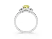 Fancy Yellow Three-Stone Pear Cut Diamond Pavé Band Ring Set in Platinum with Prong Setting