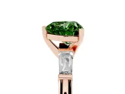 Heart-Shaped Three Stone Engagement Ring Setting for a Fancy Green Lab-Grown Diamond | Tapered Baguettes | Rose Gold