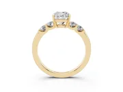 Cushion Cut Five Stone Engagement Ring Setting | Prong-Set Side Stones | Yellow Gold