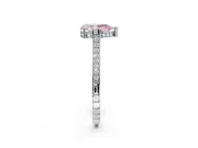 Pear-Shaped Vintage Cathedral Engagement Ring Setting for a Fancy Pink Lab-Grown Diamond | Carved Band | Sterling Silver