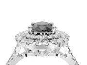 Fancy Black Pear-Shaped Lab-Grown Diamond Double Halo Statement Ring Set in Platinum with Pavé Band