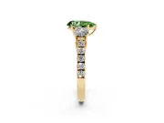 Pear-Shaped Engagement Ring Setting for a Fancy Green Lab-Grown Diamond | Three Stone | Yellow Gold