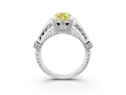 Fancy Yellow Pear Cut Diamond Vintage-Inspired Milgrain Ring Set in Silver with Accent Split Shank