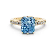Radiant Cut Engagement Ring Setting for a Fancy Blue Lab-Grown Diamond | Yellow Gold - Design NV-24649