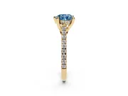 Heart-Shaped Hidden Halo Pave Engagement Ring Setting for a Fancy Blue Lab-Grown Diamond | Claw Prongs | Yellow Gold