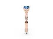 Fancy Blue Cushion Cut Diamond Solitaire Twisted Band Ring Set in Rose gold with Accent Stones and Prong Setting