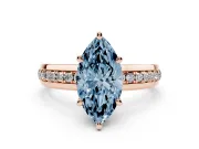 Marquise Channel Set Solitaire Engagement Ring Setting for a Fancy Blue Lab-Grown Diamond | Rope Collar Head | Rose Gold