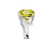 Fancy Yellow Princess Cut Diamond Solitaire Twist Band Ring Set in Platinum with Prong Setting
