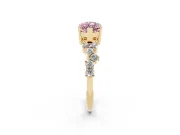 Marquise Scattered Accent Engagement Ring Setting for a Fancy Pink Lab-Grown Diamond | Yellow Gold