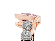 Fancy Pink Pear Cut Diamond Bezel Bypass Ring Set in Rose gold with Round Accents