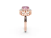Princess Cut Scalloped Cluster Halo Engagement Ring Setting for a Fancy Pink Lab-Grown Diamond | Plain Band | Rose Gold